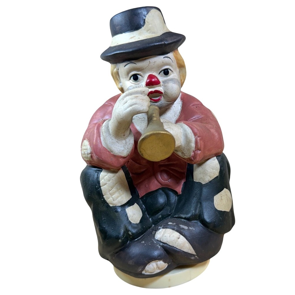 Vintage Albert E Price Products‎ Hobo Clown Music Box Figurine Playing Horn